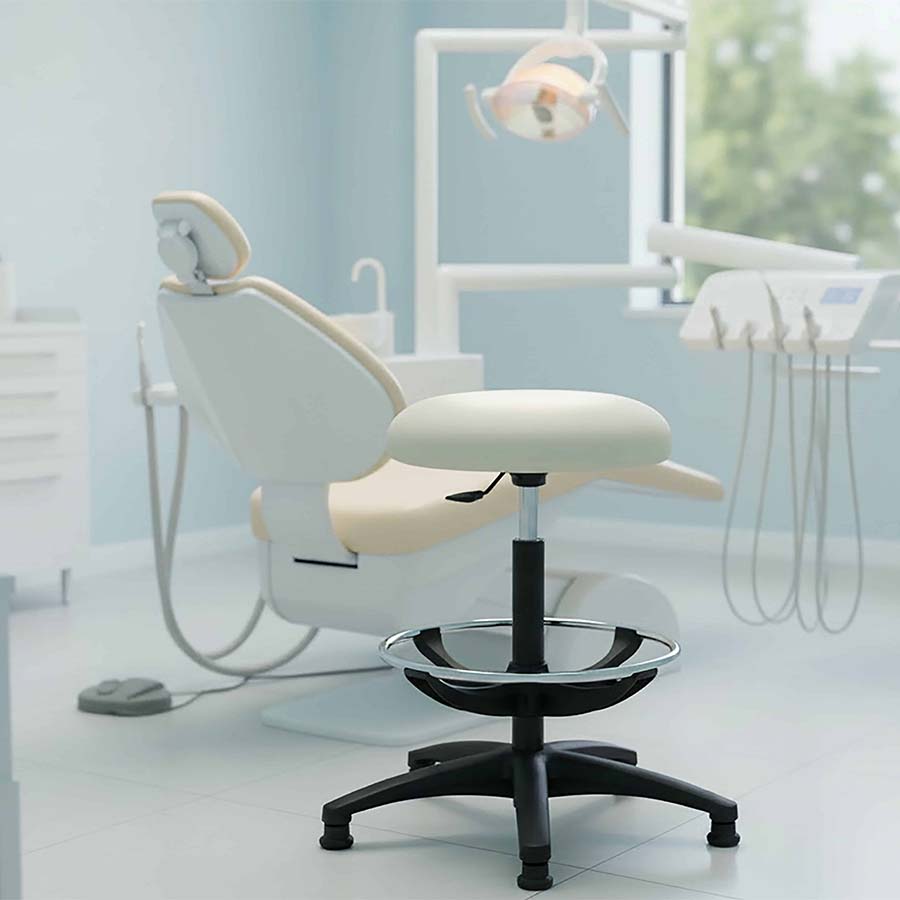 Industrial Stool with upholstered seat