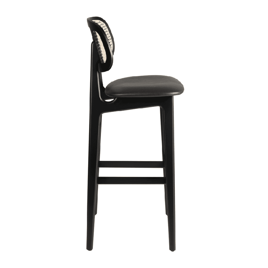 Relish bar Stool with Natural Cane Back and Lascari Seat Pad