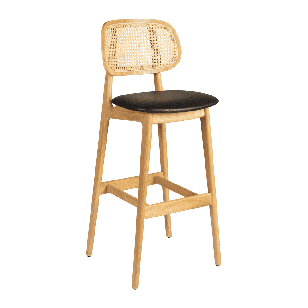 Relish bar Stool with Natural Cane Back and Lascari Seat Pad