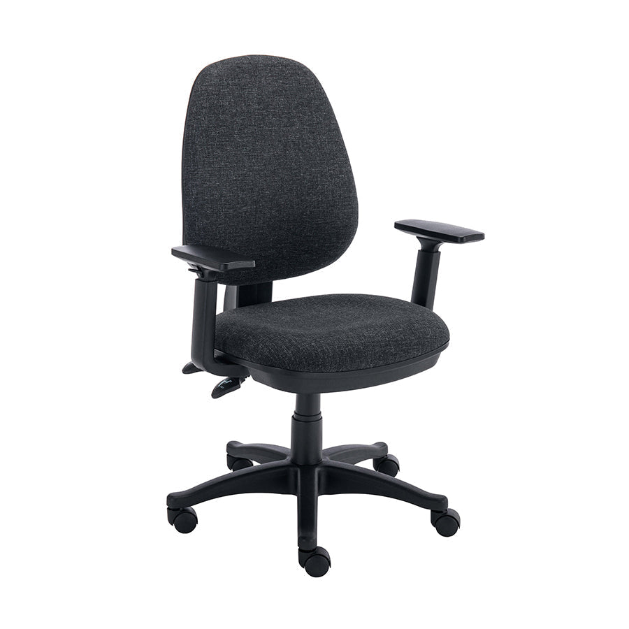 WORKSPACE NOW OPERATOR CHAIR – ADJUSTABLE ARMS-: CHARCOAL