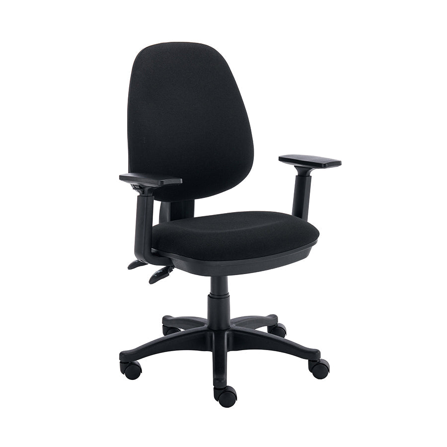 WORKSPACE NOW OPERATOR CHAIR – ADJUSTABLE ARMS INSTALLED-:BLACK