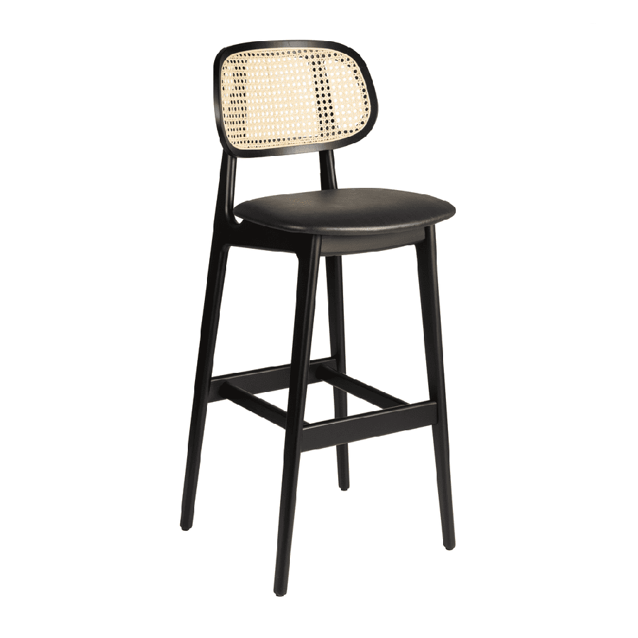Relish bar Stool with Natural Cane Back and Lascari Seat Pad