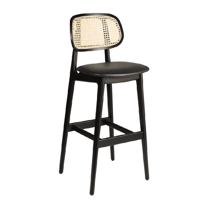Relish bar Stool with Natural Cane Back and Lascari Seat Pad