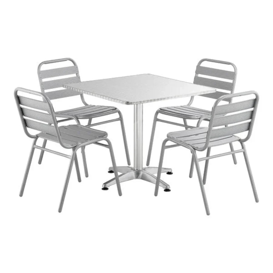 Rio Square Pedestal Table + 4 Side Chairs
