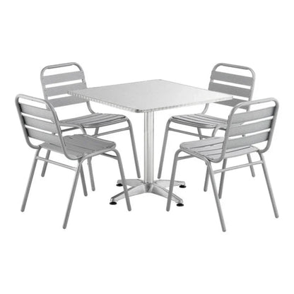 Rio Square Pedestal Table + 4 Side Chairs