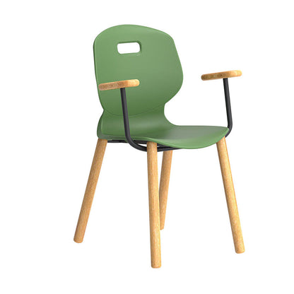 Arc Wooden Four Leg Chair With Arms Forest Front Side View