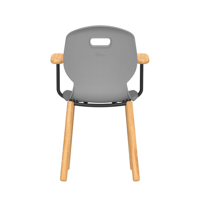 Arc Wooden Four Leg Chair With Arms Grey Back View