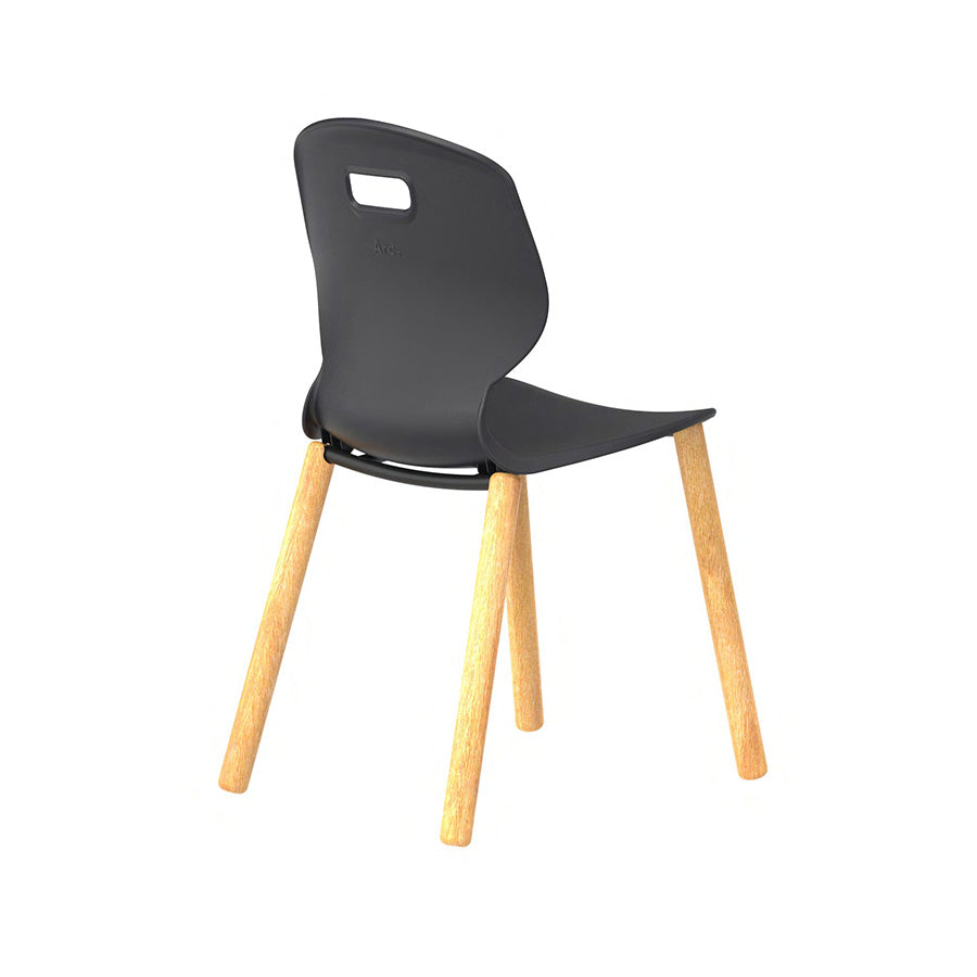 Arc Wooden Four Leg Chair Without Arms Anthracite Back Side View