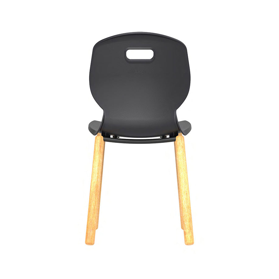 Arc Wooden Four Leg Chair Without Arms Anthracite Back View