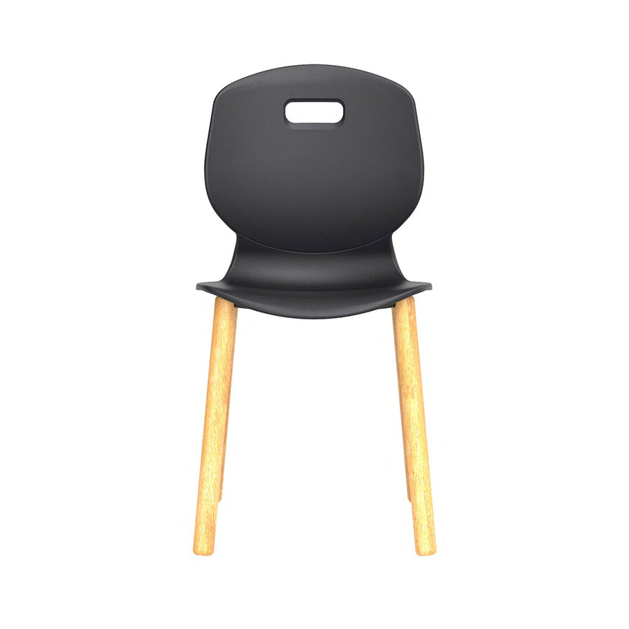 Arc Wooden Four Leg Chair Without Arms Anthracite Front View