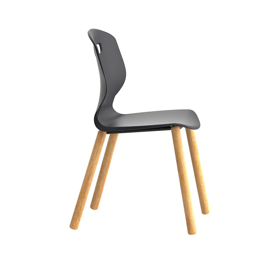 Arc Wooden Four Leg Chair Without Arms Anthracite Side View