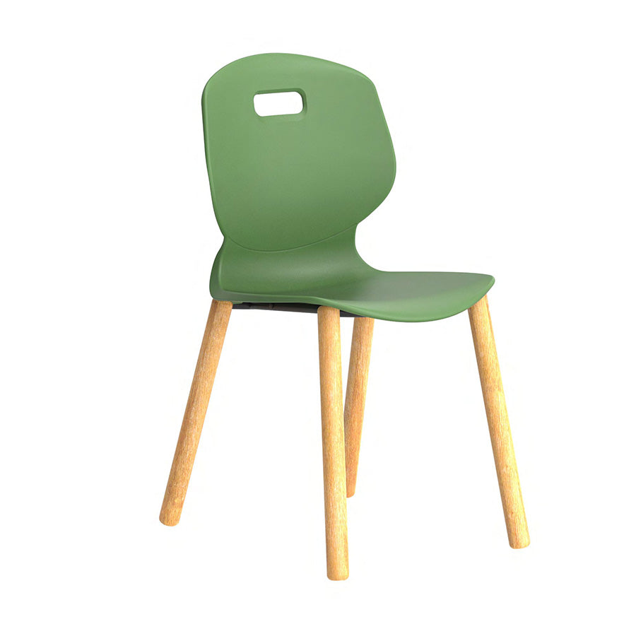 Arc Wooden Four Leg Chair Without Arms Forest Front Side View