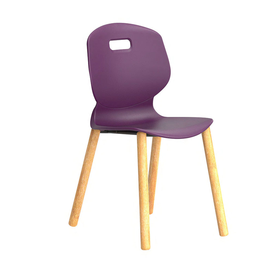 Arc Wooden Four Leg Chair Without Arms Grape Front Side View