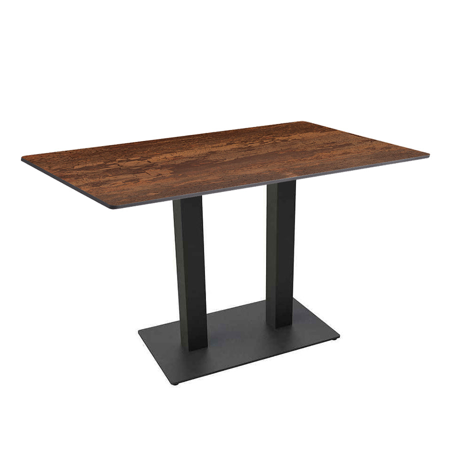 Boston Rectangular table with a 1200x700mm Extrema Laminate Vintage Copper table top and a modern matt black table base