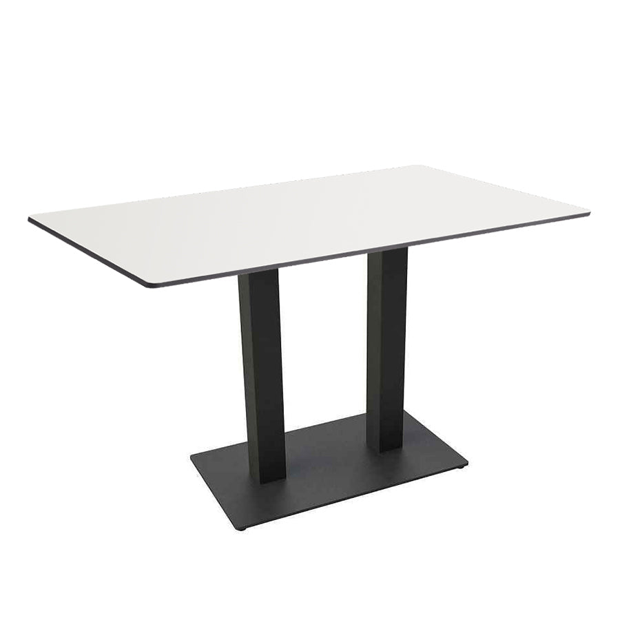 Boston Rectangular table with a 1200x700mm Extrema Laminate white table top and a modern matt black table base
