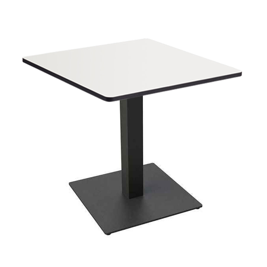 Boston Square table with a 800x800mm Extrema Laminate White table top and a modern matt black table base