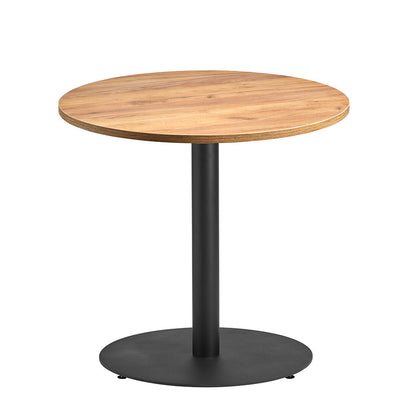 Boston Circular or Round table with a 900mm diameter Golden Oak MFC table top and a modern matt black table base