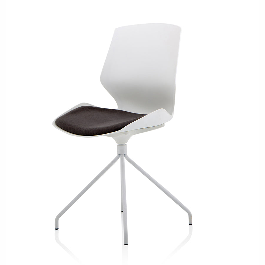 Florence Spindle White Frame Fabric Seat Visitor Chair