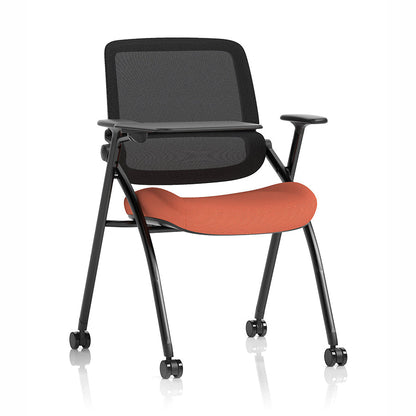 Capra Mesh Back Folding Office Training Chair with Writing Tablet in Bespoke Quest Crab Colour