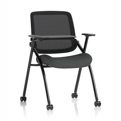 Capra Mesh Back Folding Office Training Chair with Writing Tablet in Bespoke Quest Mussel Colour