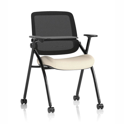 Capra Mesh Back Folding Office Training Chair with Writing Tablet in Bespoke Quest Salt Colour