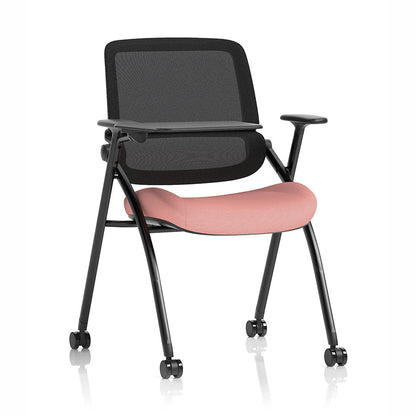 Capra Mesh Back Folding Office Training Chair with Writing Tablet in Bespoke Quest Shrimp Colour