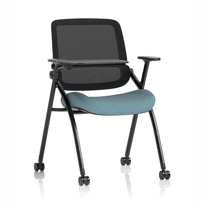 Capra Mesh Back Folding Office Training Chair with Writing Tablet in Bespoke Rivet Quench Colour