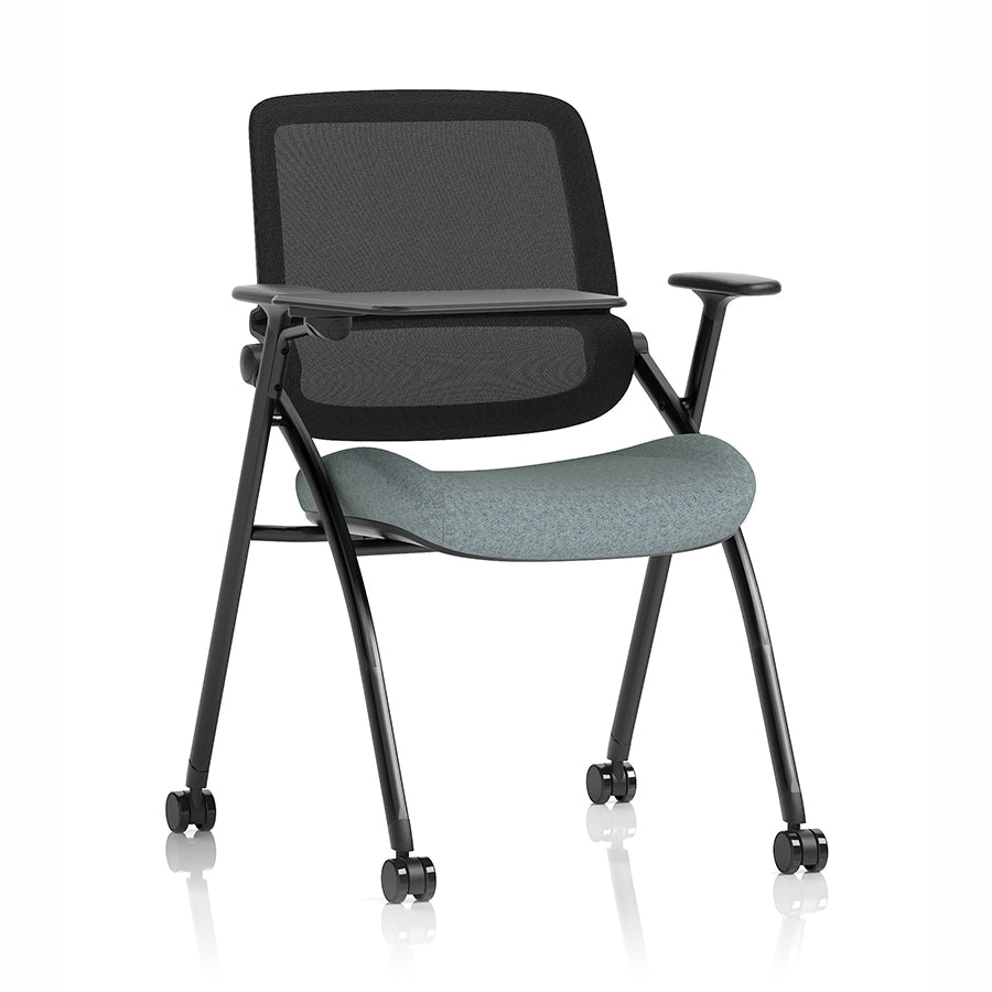 Capra Mesh Back Folding Office Training Chair with Writing Tablet in Bespoke Rivet Tensile Colour
