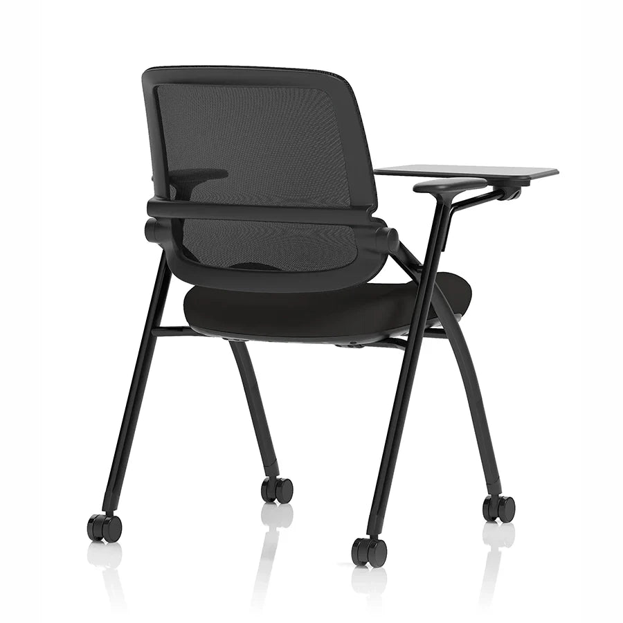 Capra Mesh Back Folding Office Training Chair with Writing Tablet in Black 3