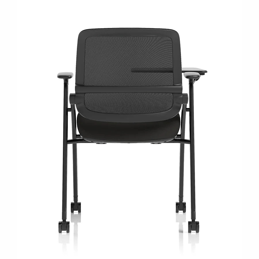 Capra Mesh Back Folding Office Training Chair with Writing Tablet in Black 4