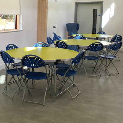 Contour 25 Round Folding Table dia.1220mm Yellow Lifestyle Image 