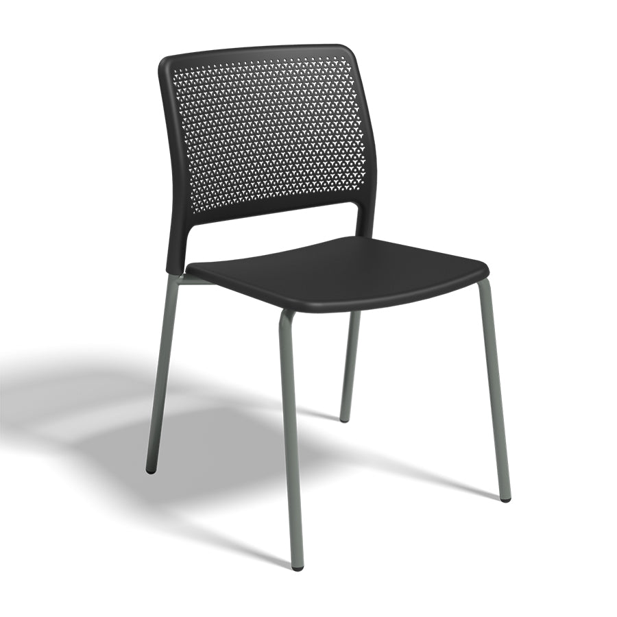 Grafton Stacking 4 Leg Chair on glides black seat and back with blue grey frame