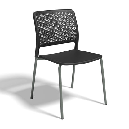 Grafton Stacking 4 Leg Chair on glides black seat and back with blue grey frame