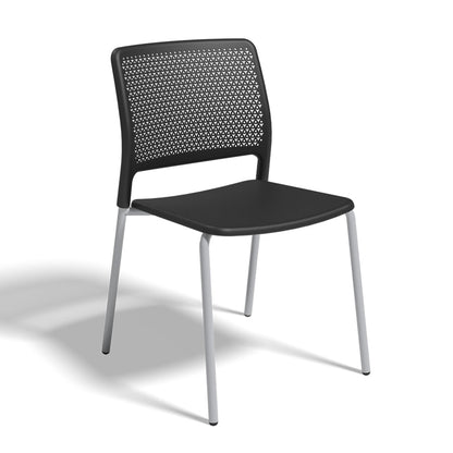 Grafton Stacking 4 Leg Chair on glides black seat and back with cool grey frame