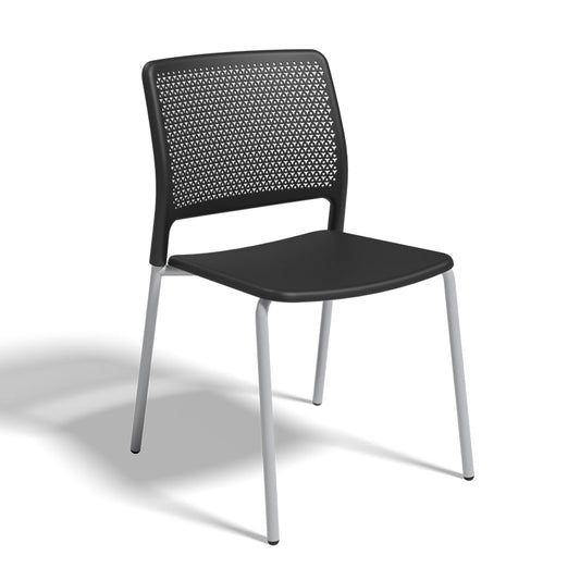 Grafton Stacking 4 Leg Chair on glides black seat and back with cool grey frame