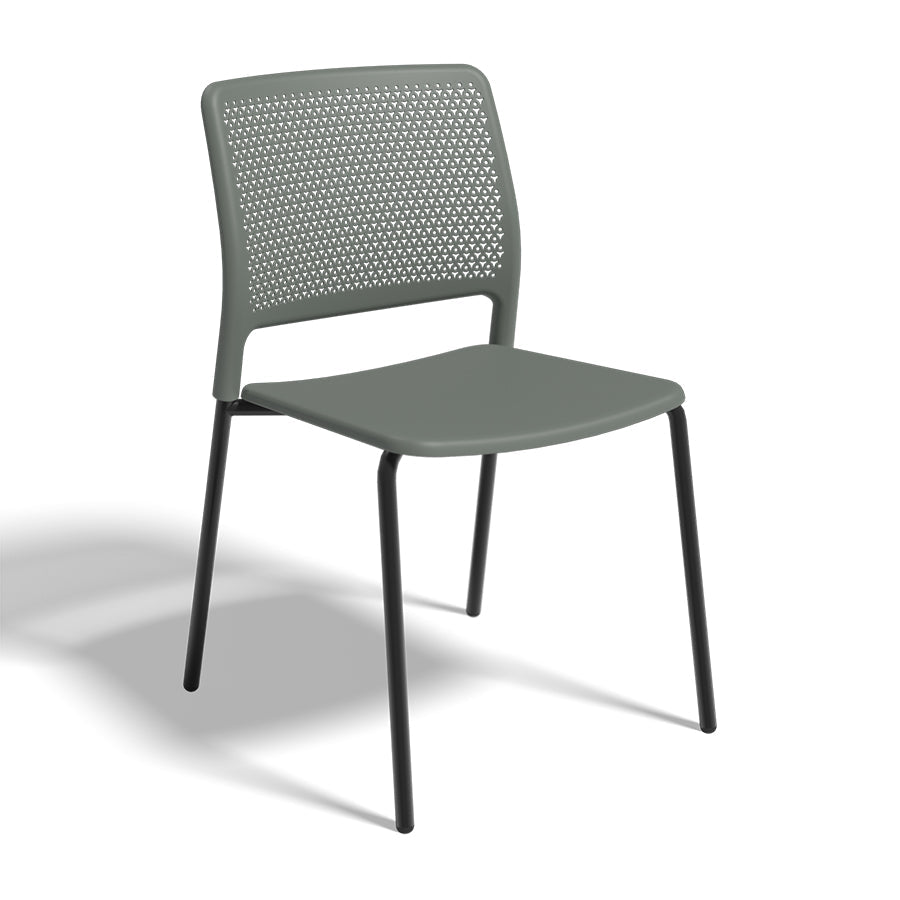 Grafton Stacking 4 Leg Chair on glides blue grey seat and back with black frame