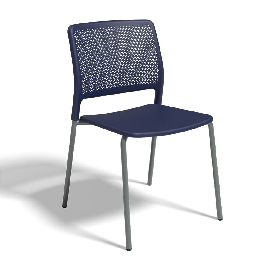 Grafton Stacking 4 Leg Chair on glides nordic seat and back with blue grey frame