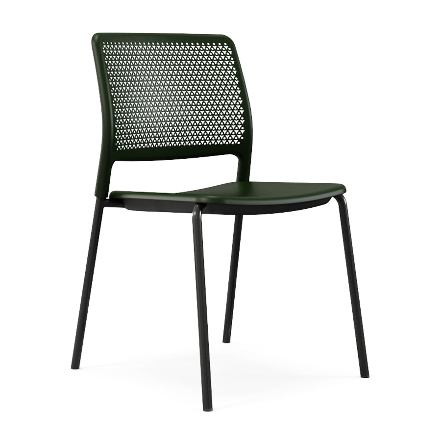 Grafton Stacking 4 Leg Chair on glides rainforest seat and back with black frame