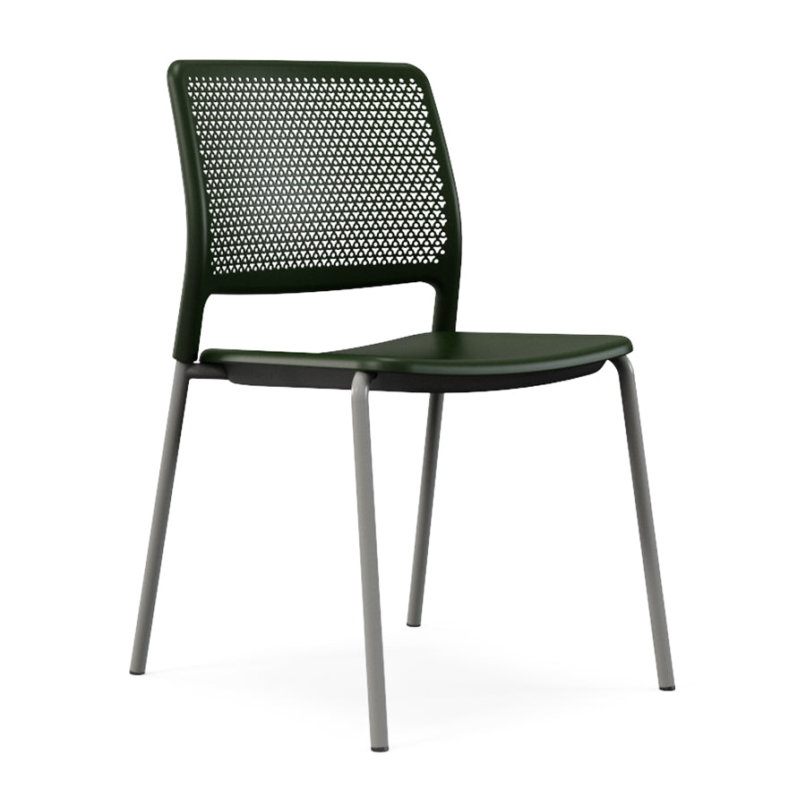 Grafton Stacking 4 Leg Chair on glides rainforest seat and back with cool grey frame