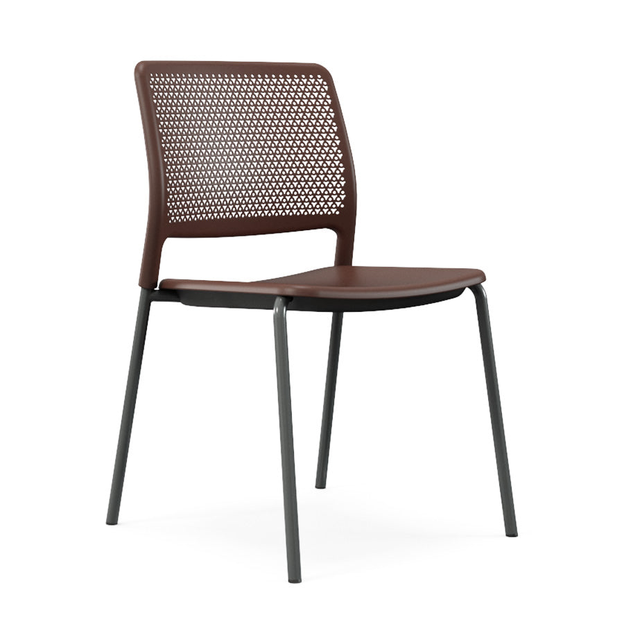 Grafton Stacking 4 Leg Chair on glides raw jasper seat and back with blue grey frame