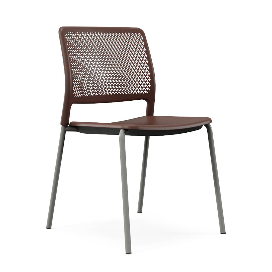 Grafton Stacking 4 Leg Chair on glides raw jasper seat and back with cool grey frame