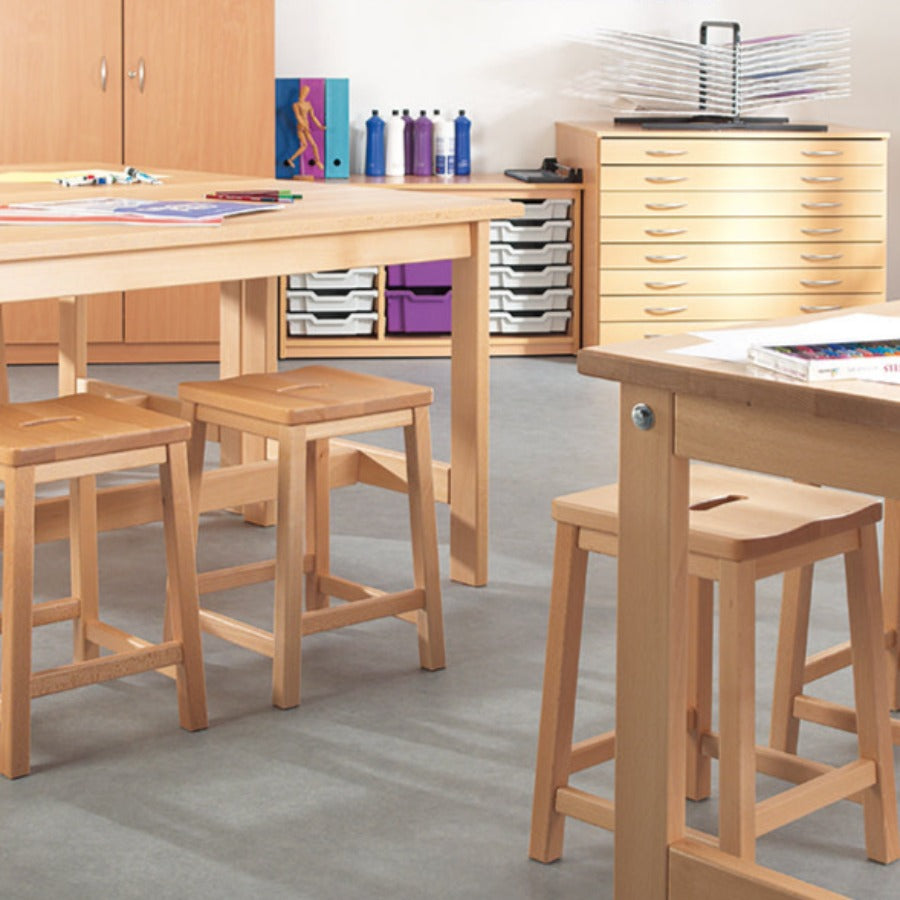 Heritage Beech Traditional Lab Stool Solid Wood Lifestyle Image 1