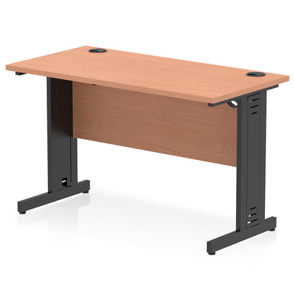 Impulse 1200mm Slimline Desk Cable Managed Leg Beech Table Top and Black Frame