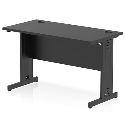 Impulse 1200mm Slimline Desk Cable Managed Leg Black Table Top and Black Frame