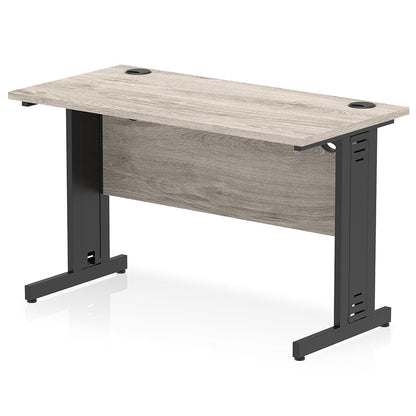 Impulse 1200mm Slimline Desk Cable Managed Leg Grey Oak Table Top and Black Frame