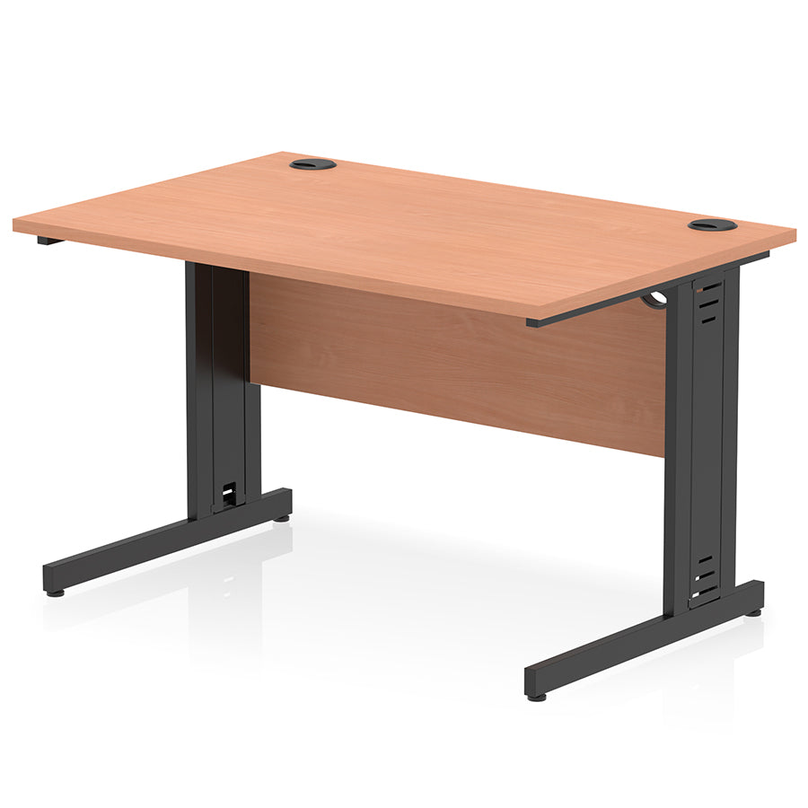 Impulse 1200mm Straight Desk Cable Managed Leg Beech Table Top and Black Frame