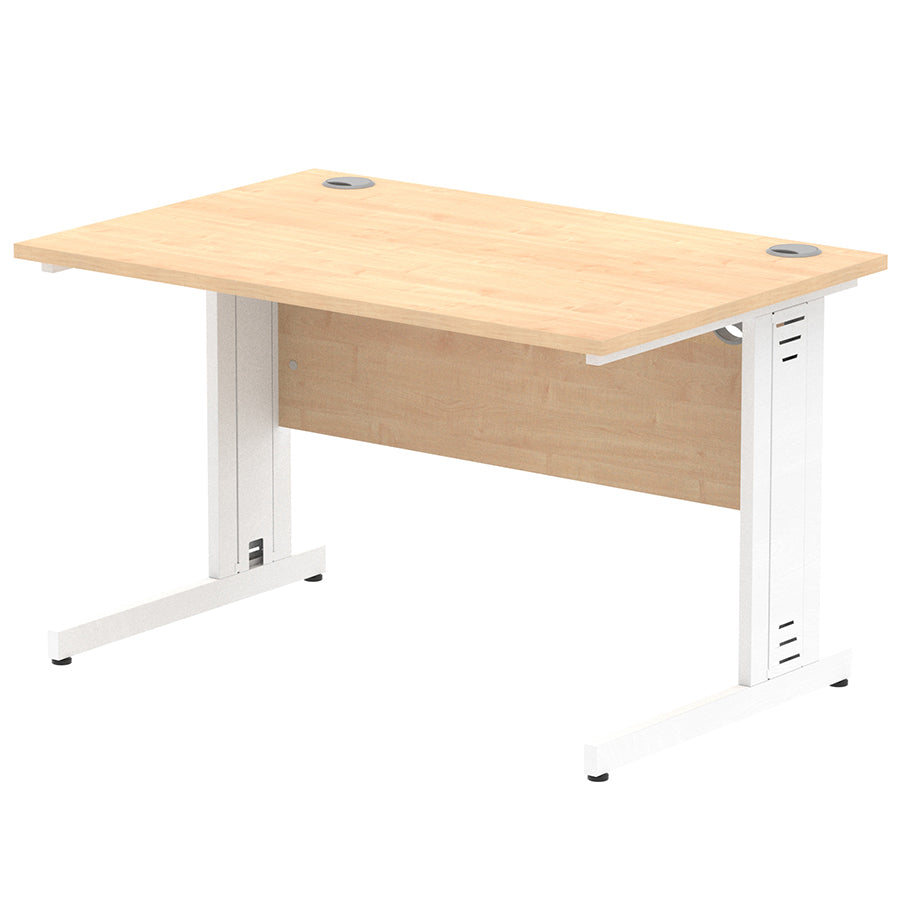 Impulse 1200mm Straight Desk Cable Managed Leg Maple Table Top and White Frame