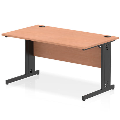 Impulse 1400mm Straight Desk Cable Managed Leg Beech Table Top and Black Frame