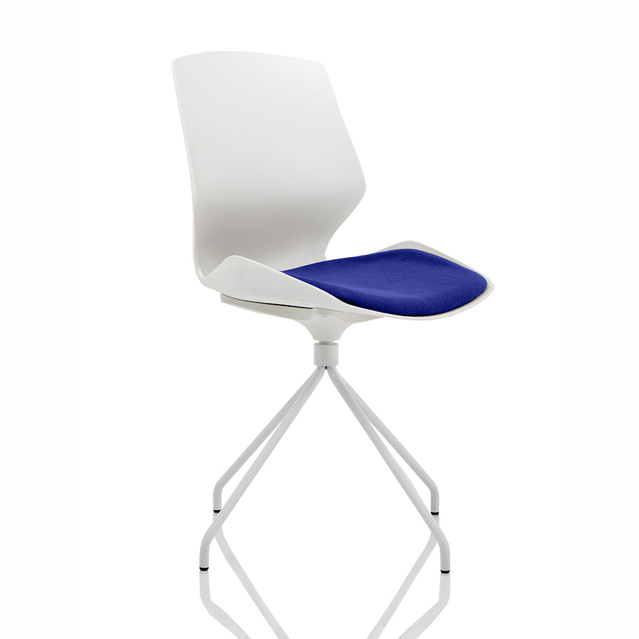 Florence Spindle White Frame Fabric Seat Visitor Chair
