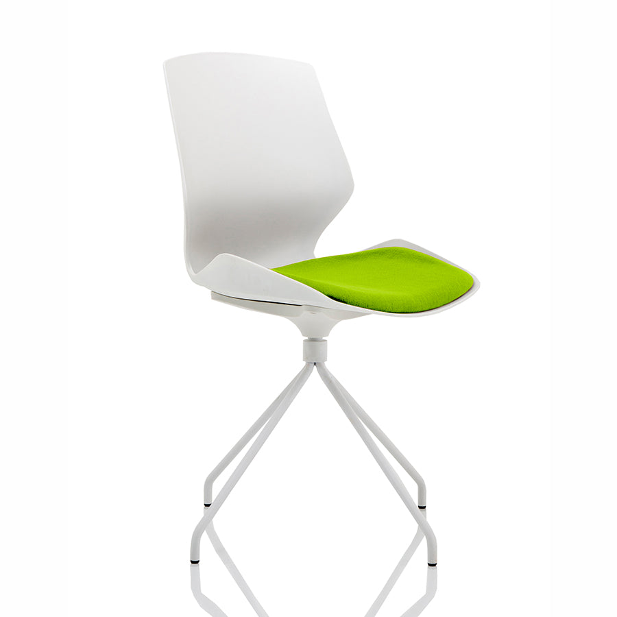 Florence Spindle White Frame Fabric Seat Visitor Chair